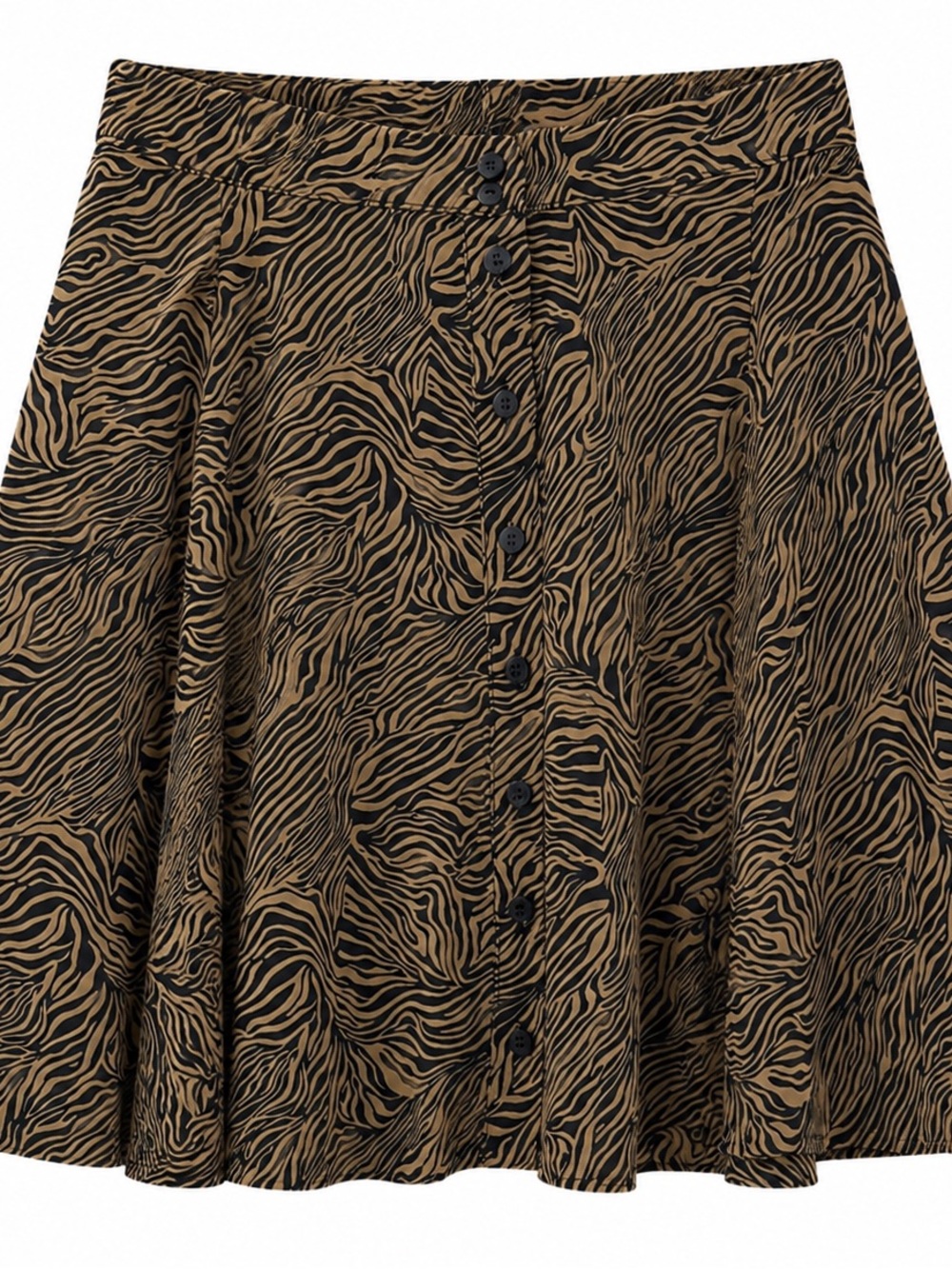 Zebra Print A-Line Button-Front Mini Skirt